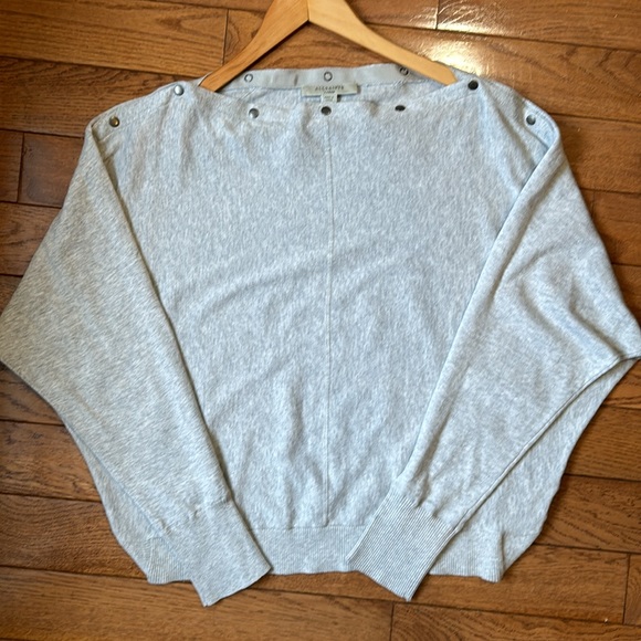AllSaints Elle Snap-Detail Grey Marl Batwing Sweater - Picture 5 of 12